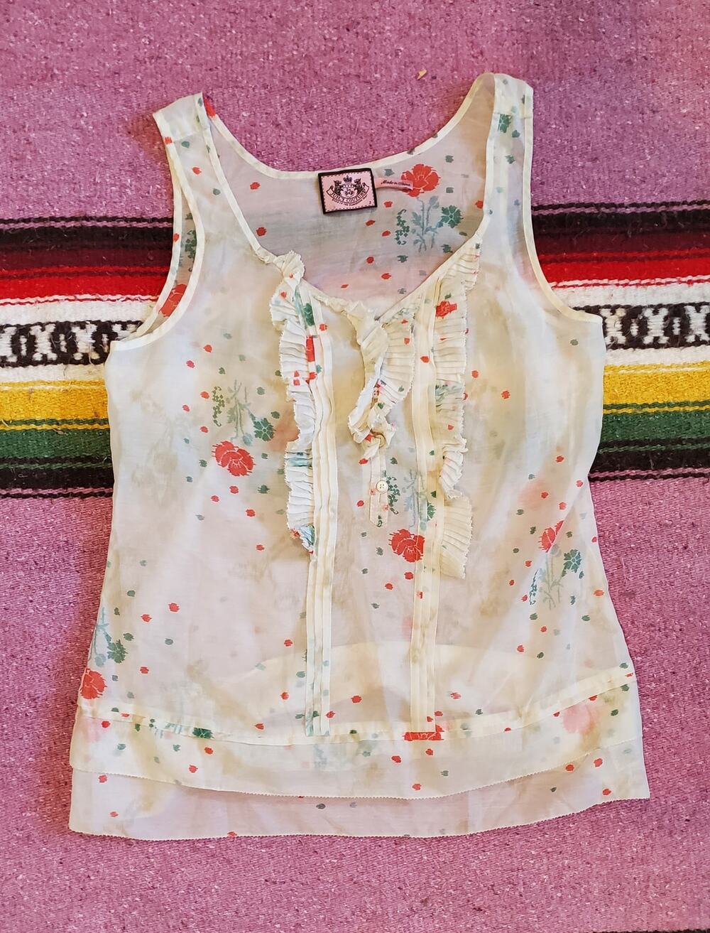 Juicy Couture Ivory Cherry Blossom Top Size 2